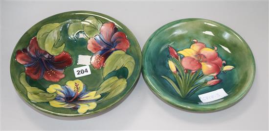 Two Moorcroft African Lily dishes diameter 25cm